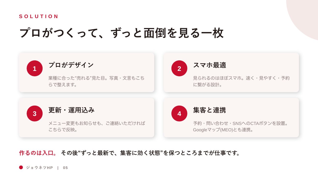 ジョウネツHP 営業資料 5ページ